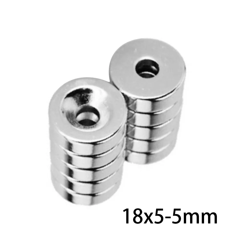 

5~50PCS 18x5-5 mm Disc Rare Earth Neodymium Magnets 18*5 mm Hole 5mm Countersunk Powerful Magnetic 18x5-5mm Round Magnet 18*5-5
