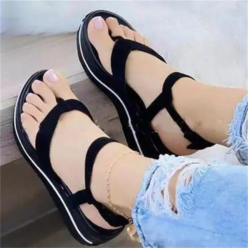 

Women's Shoes Fashion Casual Solid Color PU Simple Belt Single Buckle Thick Bottom Comfortable All-match Summer Sandals