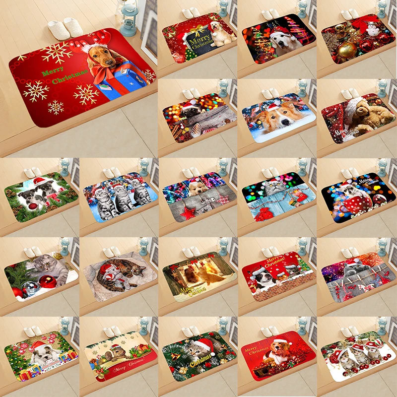 

Christmas Party Door Mat Printing Flannel Floor Bath Mat Funny Non-slip Shower Mat High Quality Bathroom Carpet Home Decoration