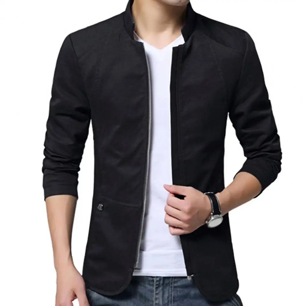 

Mens Jacket Fashion Standing Collar Jacket Coats Men Slim Fit Business Casual Male Jackets Men Clothing Plus Size M-4XL Solid