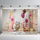 BEIPOTO Детские многоярусная юбка фон для девочек 1st год первый день рождения баннер фон для детской фотосъемки с изображением booht фон розовый шар Декор B-502
