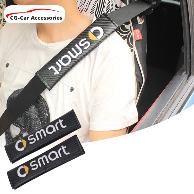 

Наплечный чехол для автомобильного ремня безопасности из углеродного волокна, декоративный чехол для ремня безопасности Brabus Smart 450 451453 Fortwo ...