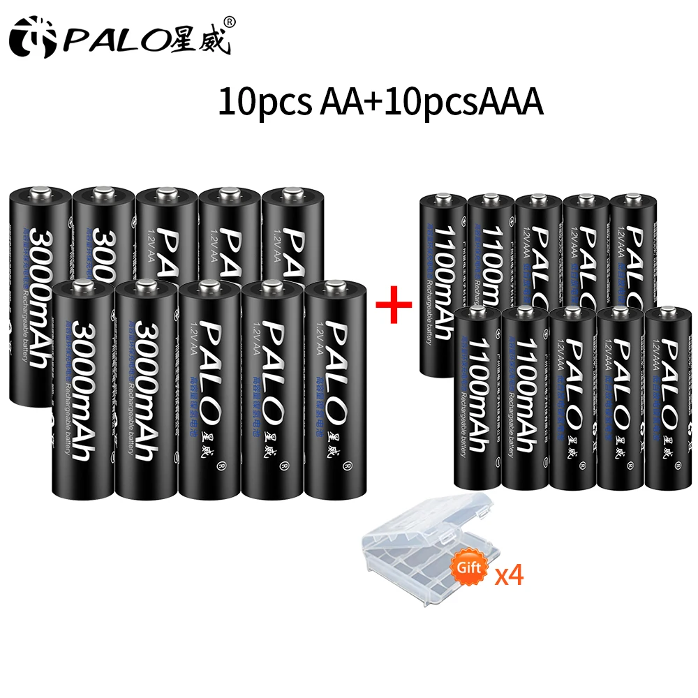 Новые 8шт AA аккумуляторы 3000мАч 1.2В AA+ Ni-MH AAA аккумулятор 1100mAh аккумуляторы 3А AA аккумулятор для игрушек питания
