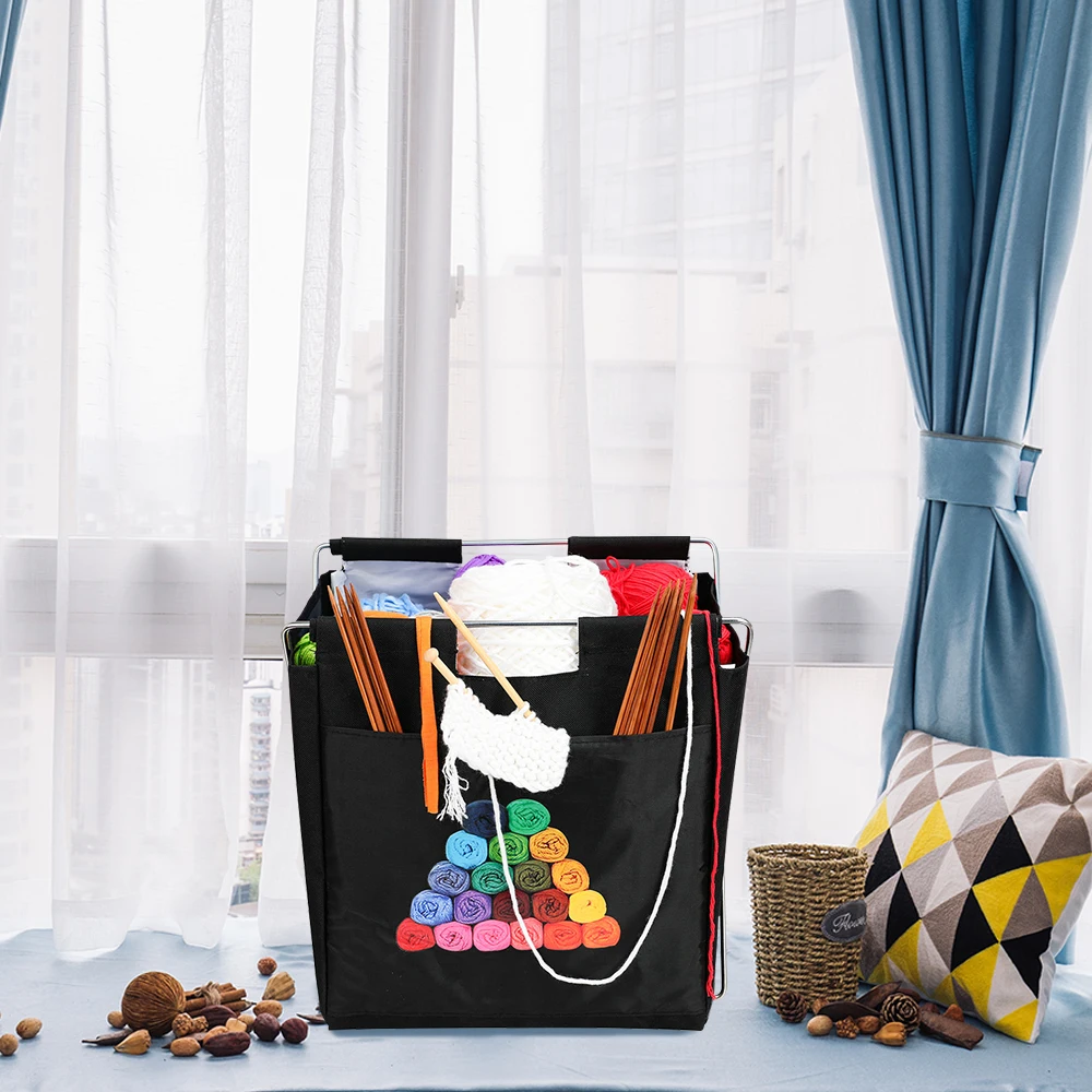 Складная сумка тоут для хранения пряжи вязания шерсти крючок спицы товары шитья