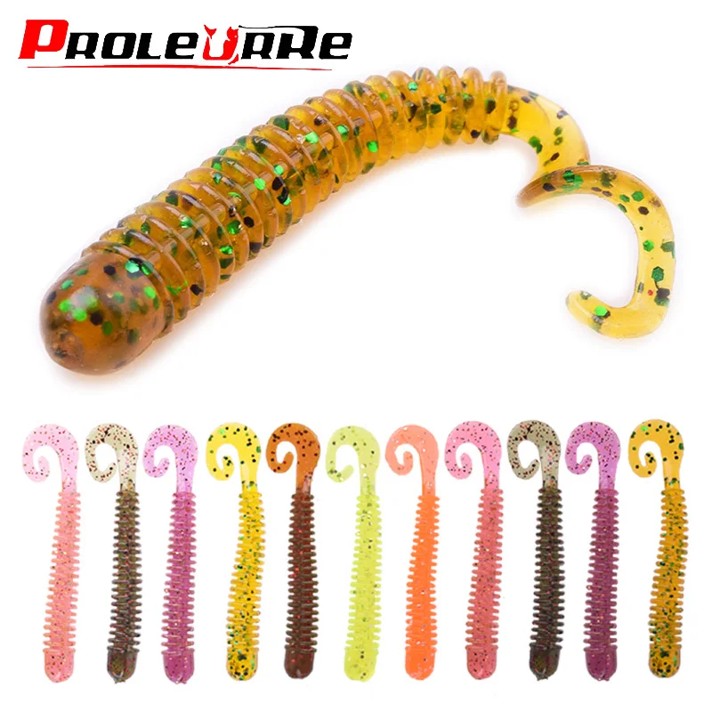 

10pcs/Lot Swivel Worms Soft Fishing Lures 6.5cm 1.3g Jig Wobblers Bass Shrimp Fishy Smell Silicone Artificial Bait Pesca Tackle