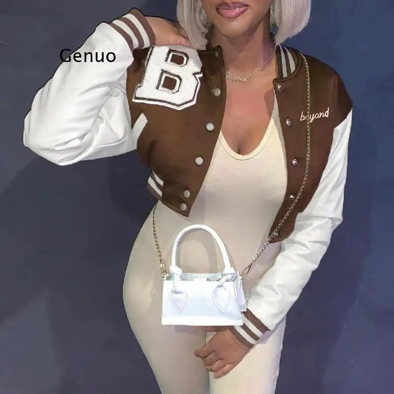 Женская укороченная бейсбольная куртка в стиле пэчворк | одежда