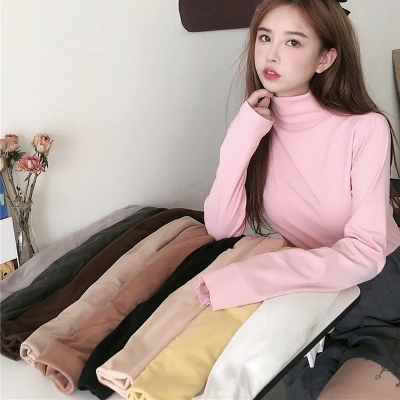 

Women Turtleneck Sweater Winter Knitted Long Sleeve Sweater Korean Casual Pullover Tops Ladies Solid Streestwear Knitting Sueter