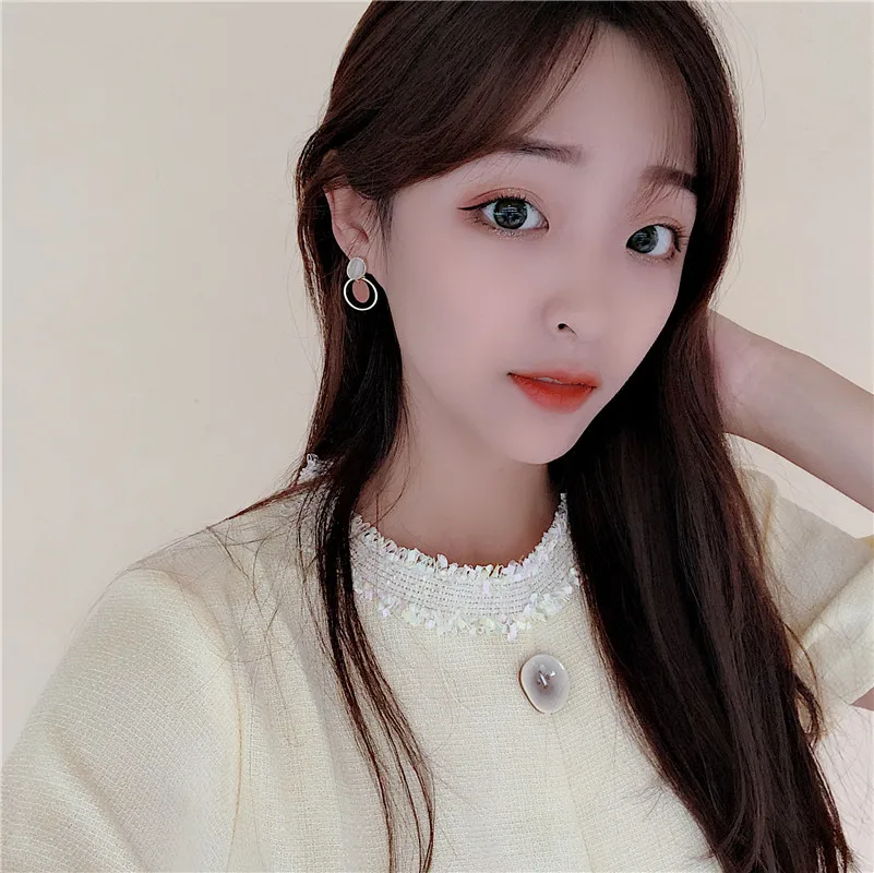 Корейские модные круглые не проколотые серьги двухслойные очаровательные |