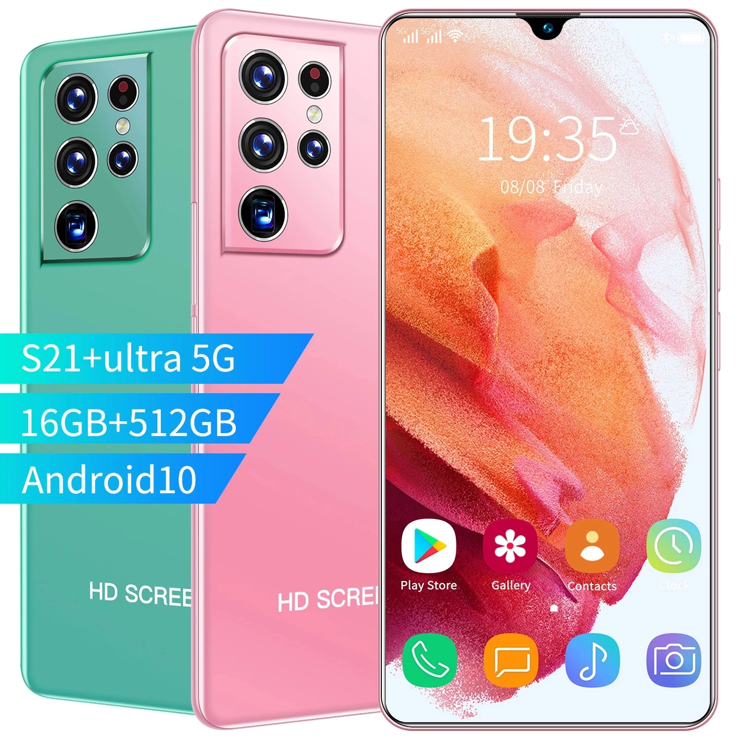 

Global Version Galay S21 Ultra Smartphone 6800mAh Unlock 4G 5G 24MP+48MP 16GB+512GB Celulares Mobile Phones