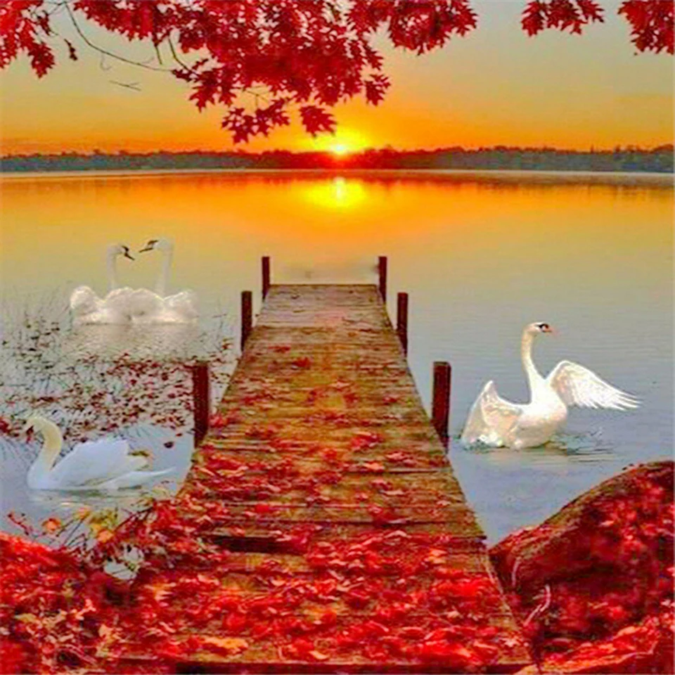 

NEW 5D DIY Square Round Diamond Embroidery "Landscape Sunset" Diamond Painting Cross stitch Diamond Home Decoration Gift Sewing