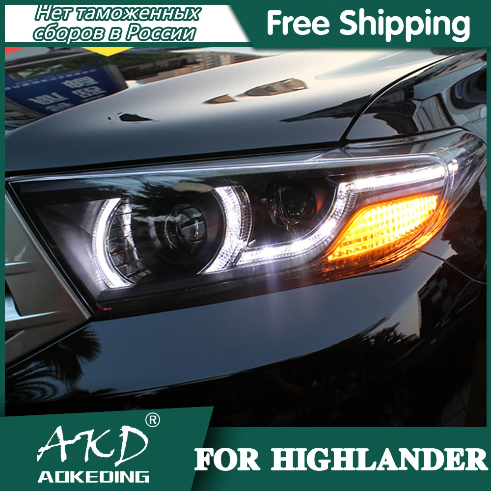 

Автомобильные фары для Toyota Highlander 2012-2014, фары DRL Hella, светодиодсветодиодный Биксеноновая лампа, противотуманные фары, автомобильные аксессуары, автомобильная фара