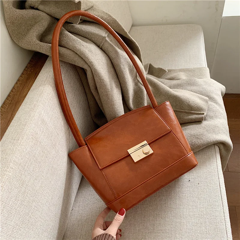 Коричневые сумки для багета однотонная сумка из искусственной кожи женщин 2019 на