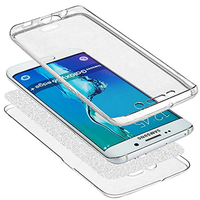 

360 Full Protection Glitter Soft TPU Case for Coque Samsung Galaxy A3 A5 A6 A7 A8 A9 2018 S10 S10e S7 S8 S9 Plus Note 10 9 Funda