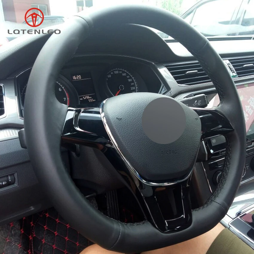 LQTENLEO черный искусственная кожа прошитый вручную чехол рулевого колеса