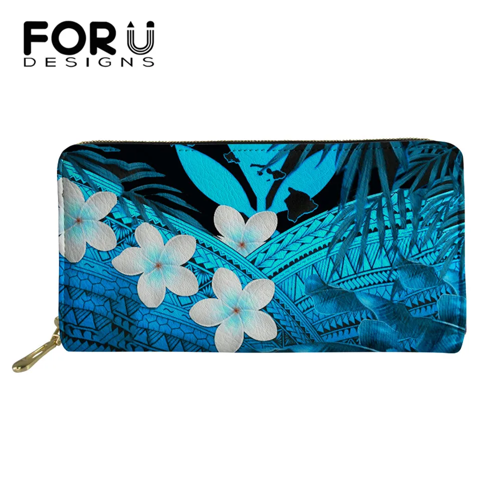 

FORUDESIGNS Luxury Ladies Long PU Leather Purse Hawaii Kanaka Maoli Polynesian Fashion Ladies Wallet With Zipper Bolsa Femininas