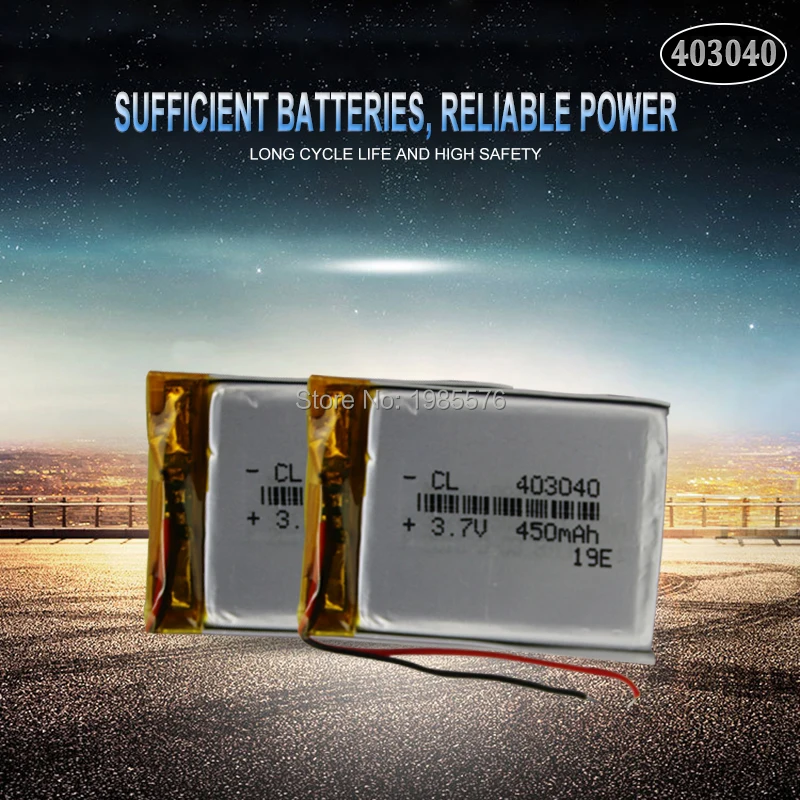 

403040 3.7V 450mAh Lithium Polymer Li-Po li ion Rechargeable Battery For GPS Bluetooth Tachograph Car DVR speaker cells