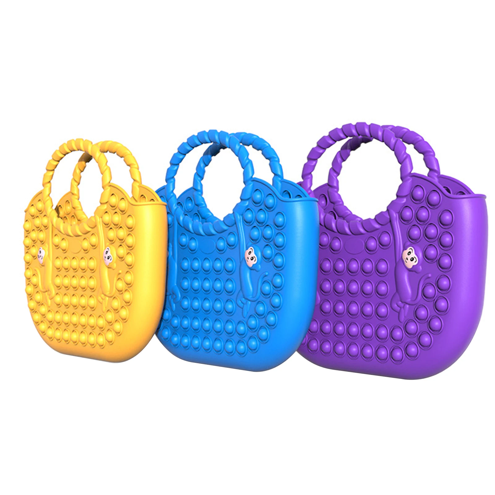 

Женская силиконовая сумка-тоут с принтом обезьяны, Сумка с круглой ручкой, сумки для хранения игрушек