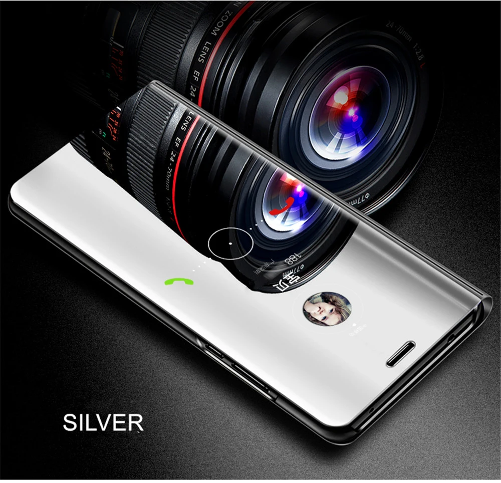 Silver Роскошный зеркальный флип-чехол для телефона iphone 7 8 X XS XR 11 прозрачный зеркальный флип-чехол для iphone 11 XS Max 5 5S SE 6 6S Plus - Цвет: Silver