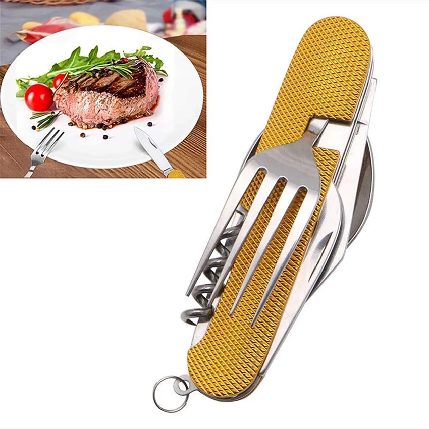 Многофункциональная посуда для кемпинга портативный карманный складной нож