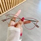 VCKA 2022 Новый дизайн женские очки для чтения кошачий глаз с защитой от синего света металлическая оправа для дальнозоркости с фотообъективами от + 50 до + 600