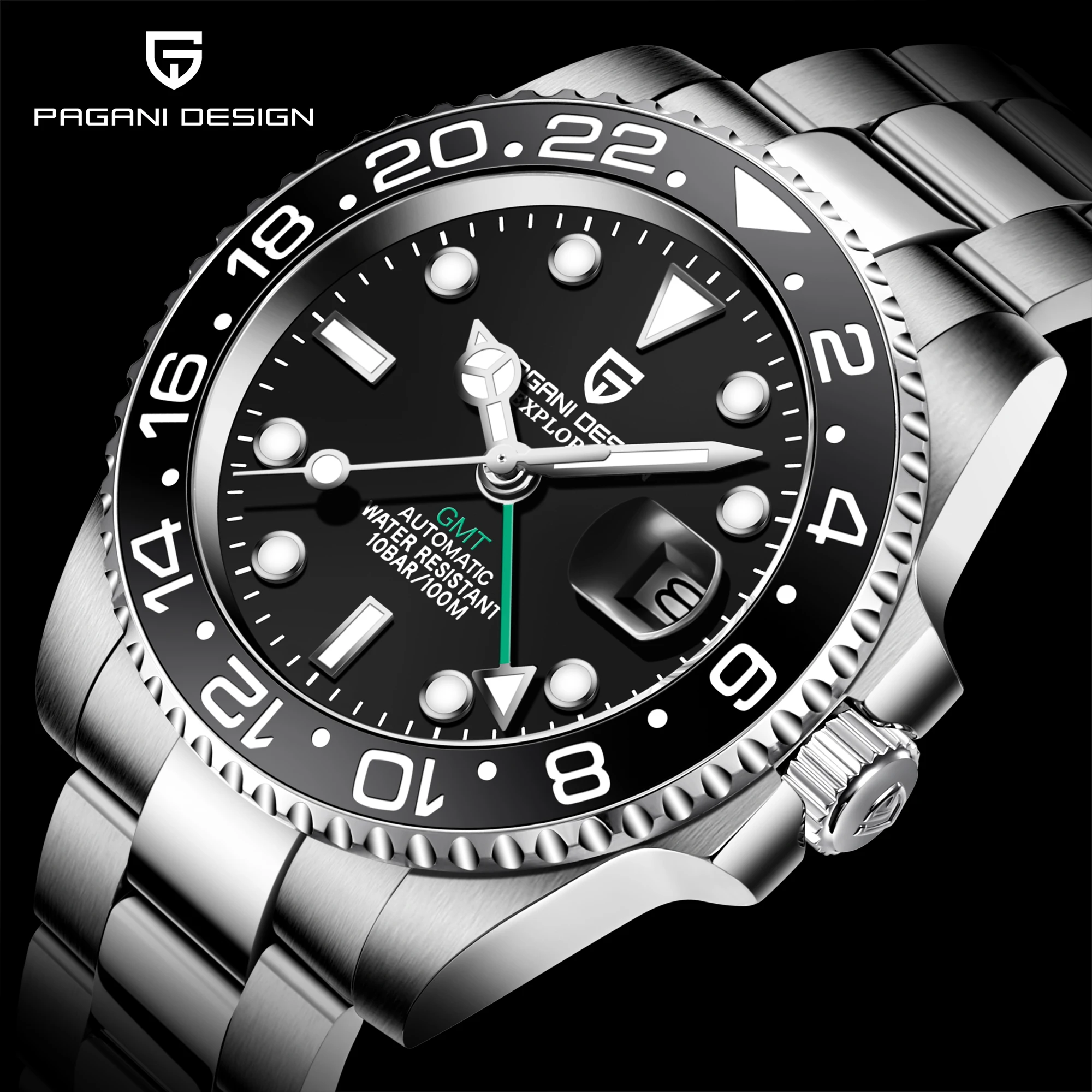 

PAGANI DESIGN 2020 New 40MM Sapphire Glass Automatic Watches Luxury Men Mechanical Wristwatch All Steel Waterproof GMT Watch Men
