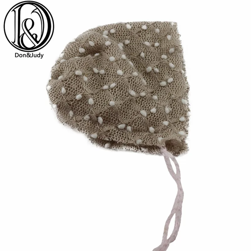 Vintage Soft Handmade Knitted Infant Bonnet with Small Bobble Dot for Newborn Baby Photo Shoot Props Photography Accessories | Детская