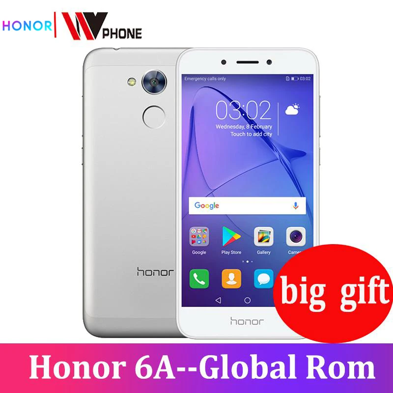 Honor 6A Play, 2 ГБ, 16 ГБ, мобильный телефон, Восьмиядерный процессор Snapdragon 430, Android 7,0, 5,0 дюймов, отпечаток пальца ID