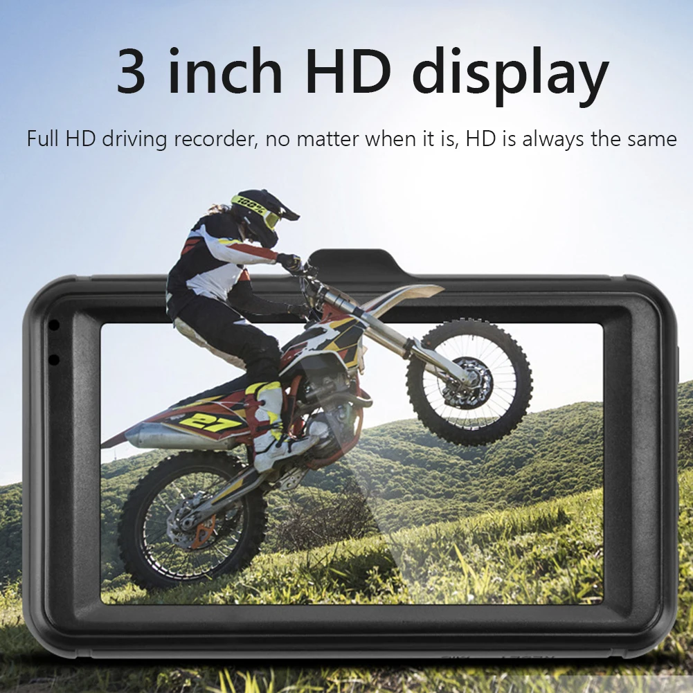

New Motorcycle DVR 1080P HD Video Recording System Motorbike Front Rear Dual Lens Dash Cam Front Rear View with 3inch Display
