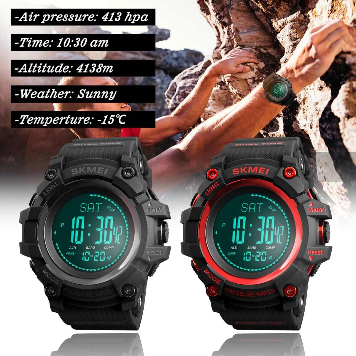 

Men Military Watch Waterproof Sports Watch Wristwatch Altimeter Barometer Thermometer Altitude Men Digital Watches Sports Clock
