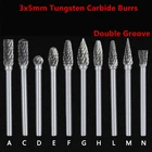 Jrealmer 5 шт. 3x5 мм карбидная фреза из вольфрамовой стали с двойным желобом сверло вращающийся инструмент сверло двойной Алмазный ротационный