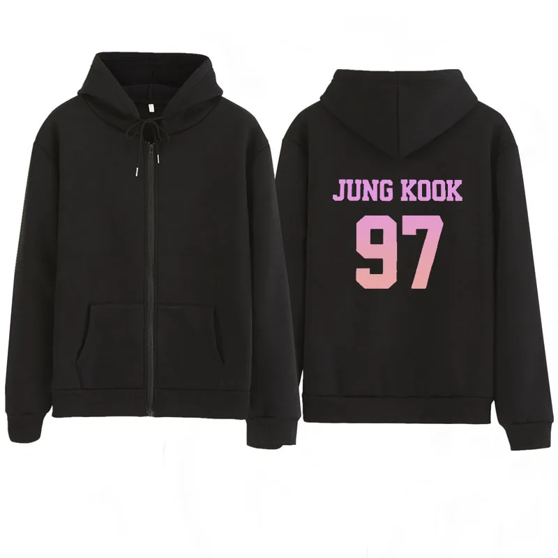 Zip hoodie 97 Kpop jung kook 97 толстовки kpop худи на молнии толстовка с капюшоном толстовка с надписью love yourself KPOP толстовка XL для повседневной носки harajuku kpop худи на молнии - Цвет: Zip hoodie 97
