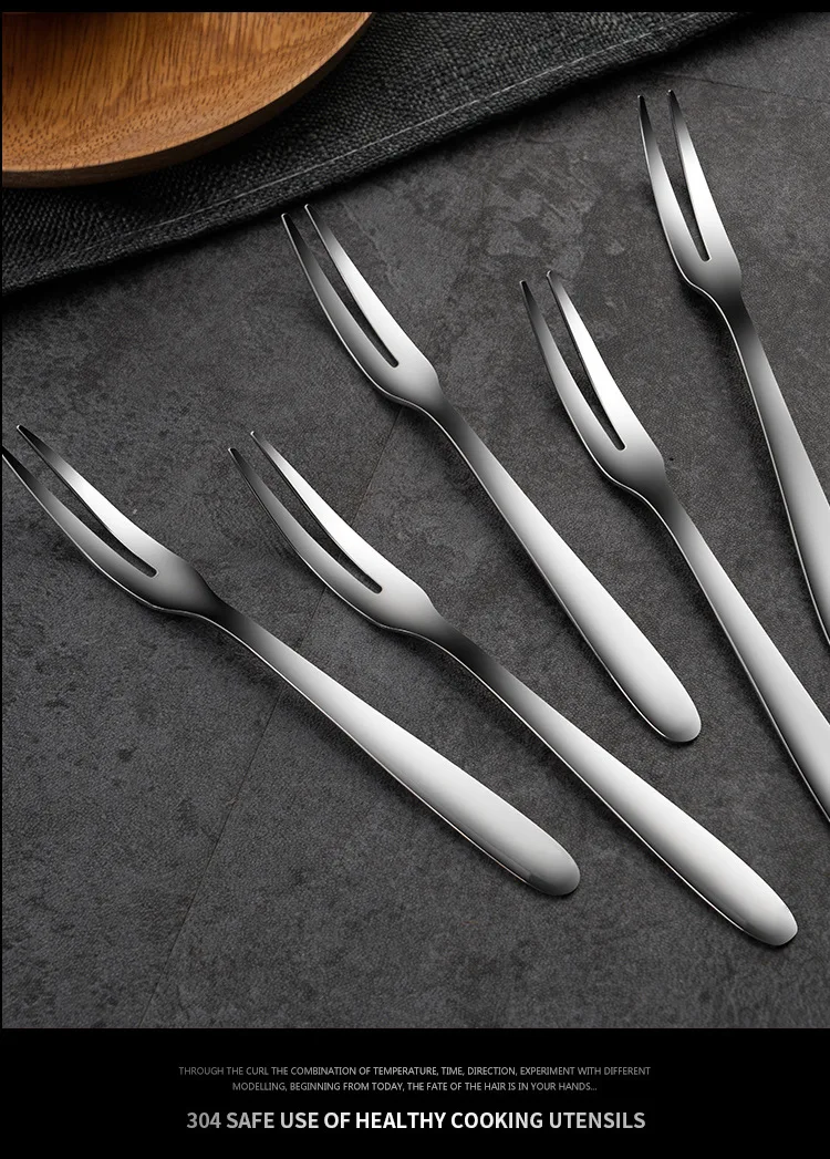 

Stainless Steel European-Style Fork for Household Fruit, Confectionery, Dessert Spoon and Fork Set Bento Box Accessories lovely
