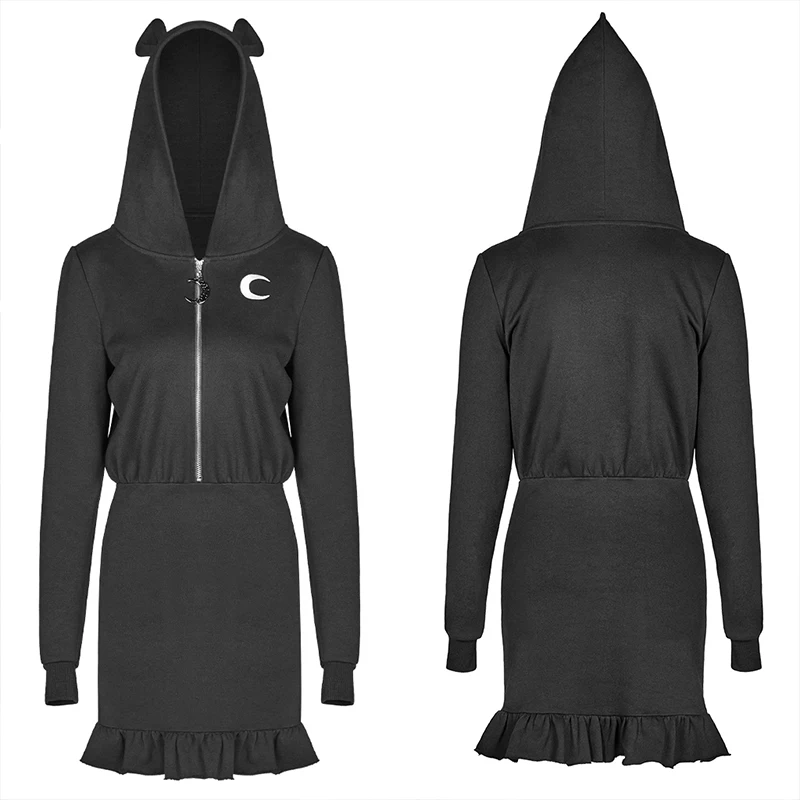 Женское платье с капюшоном длинным рукавом и подвеской в виде Луны|Женские