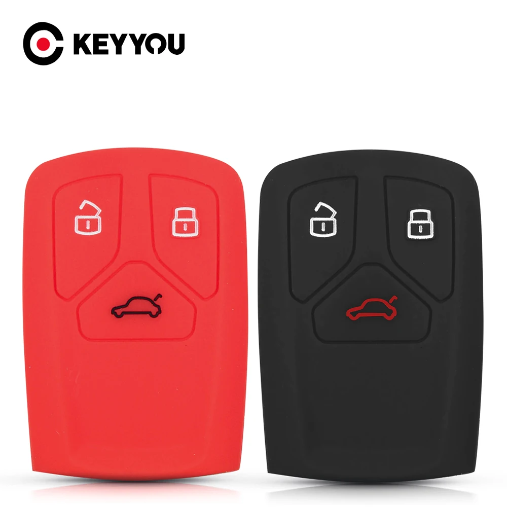 

KEYYOU 40x Silicone Rubber Key Case Cover For Audi A4 allroad B9 Q5 Q7 TT TTS 2016 2017 2018 Keyless Entry Fob Car Key Chain