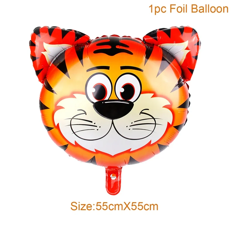 tiger balloon 10 шт. воздушные шары из алюминиевой фольги с мультяшными животными для вечеринки в стиле сафари, украшение для дня рождения, милый воздушный шар, повязка на голову - Цвет: tiger balloon
