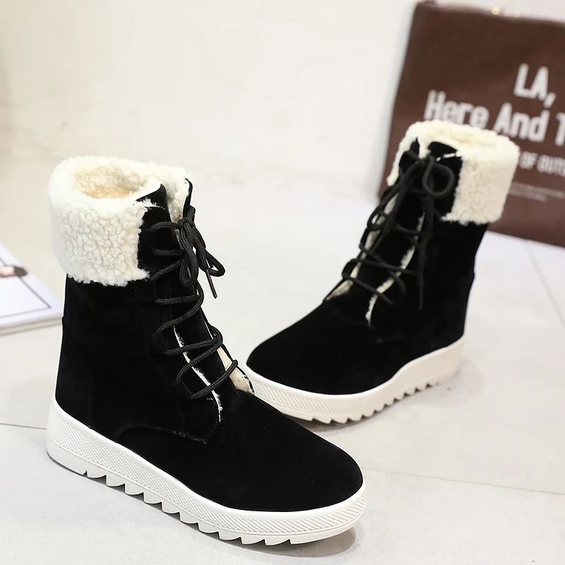 Женские короткие ботинки однотонные бархатные теплые с закрытым носком s51 для