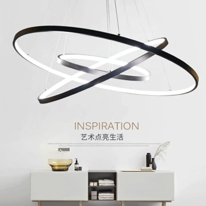 

Nordic modern minimalist led ring duplex building living room chandelier atmospheric circular dining room lamp