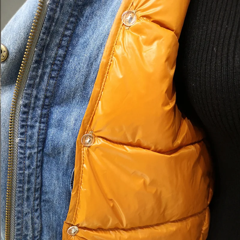 Новинка 2020 модная зимняя джинсовая женская парка куртки для свободного пальто
