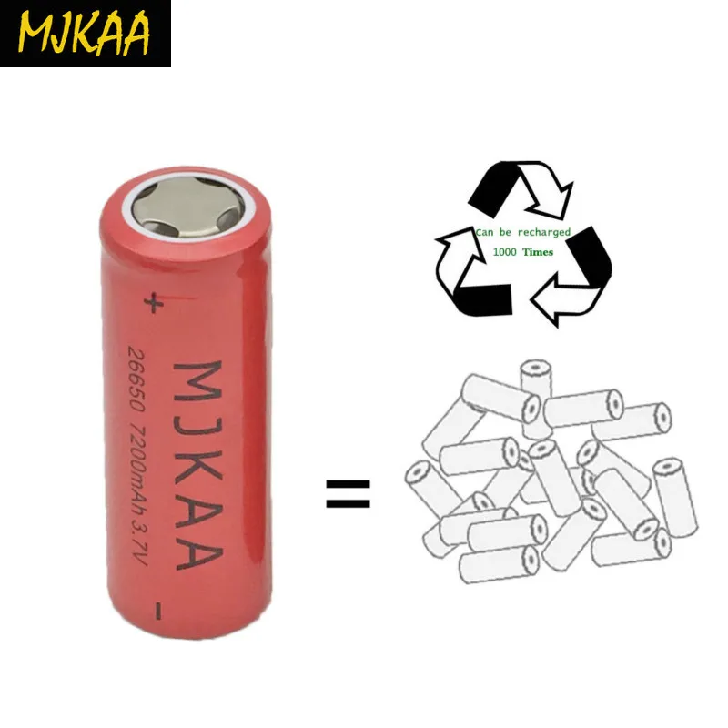 MJKAA 3 7 V 26650 7200mAh аккумуляторная батарея большой емкости литий-ионный для