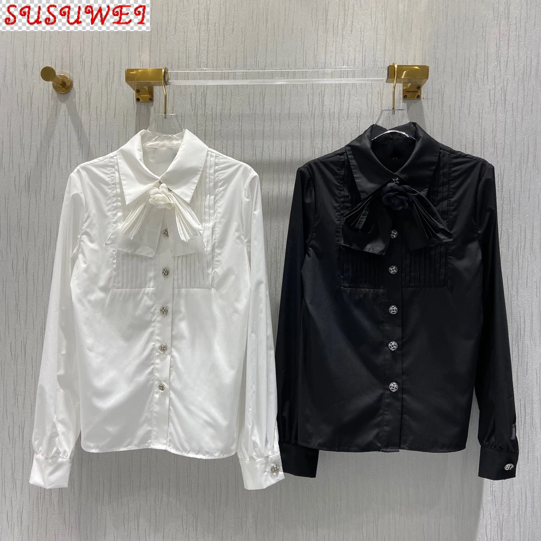 

Летняя Роскошная Элегантная Модная хлопковая рубашка с украшением цветка камелии неподвластного дизайна 2021