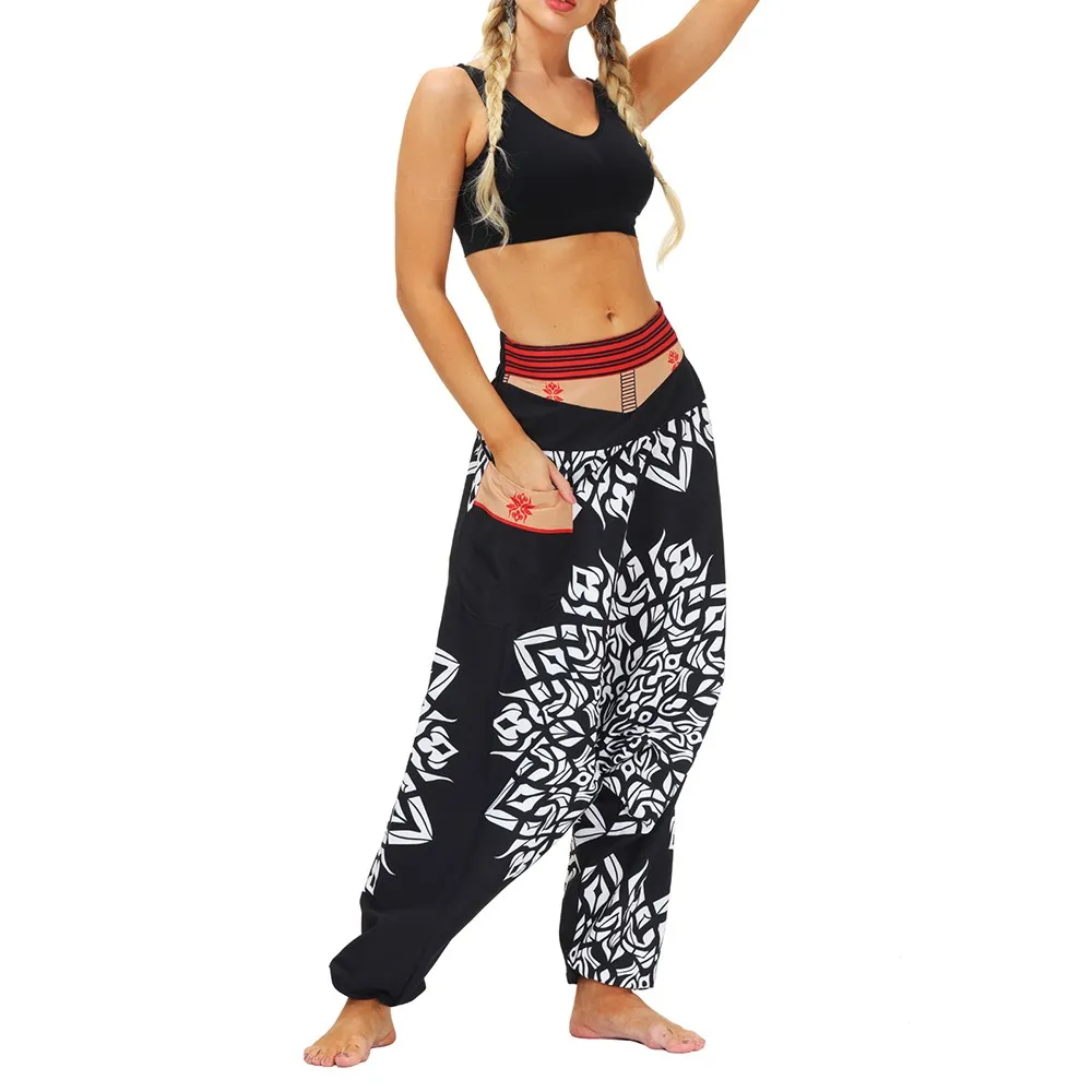 

2021 New Harem Pants Women's Ladies Casual Summer Loose Trousers Female Baggy Print Fashion Jumpsuit Boho Hippie Yoga Pants