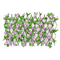 expandable faux privacy fence wooden hedge with artificial flowers leaves garden decoration retractable fence