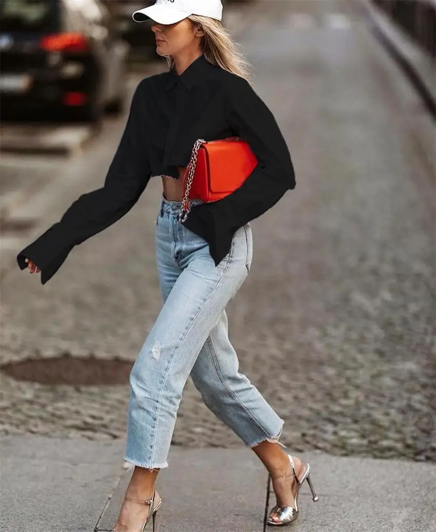 

2021 Summer New Style Pure Cotton Short Long Sleeved Design Niche White Shirt Temperament Blouse Women's Clothing