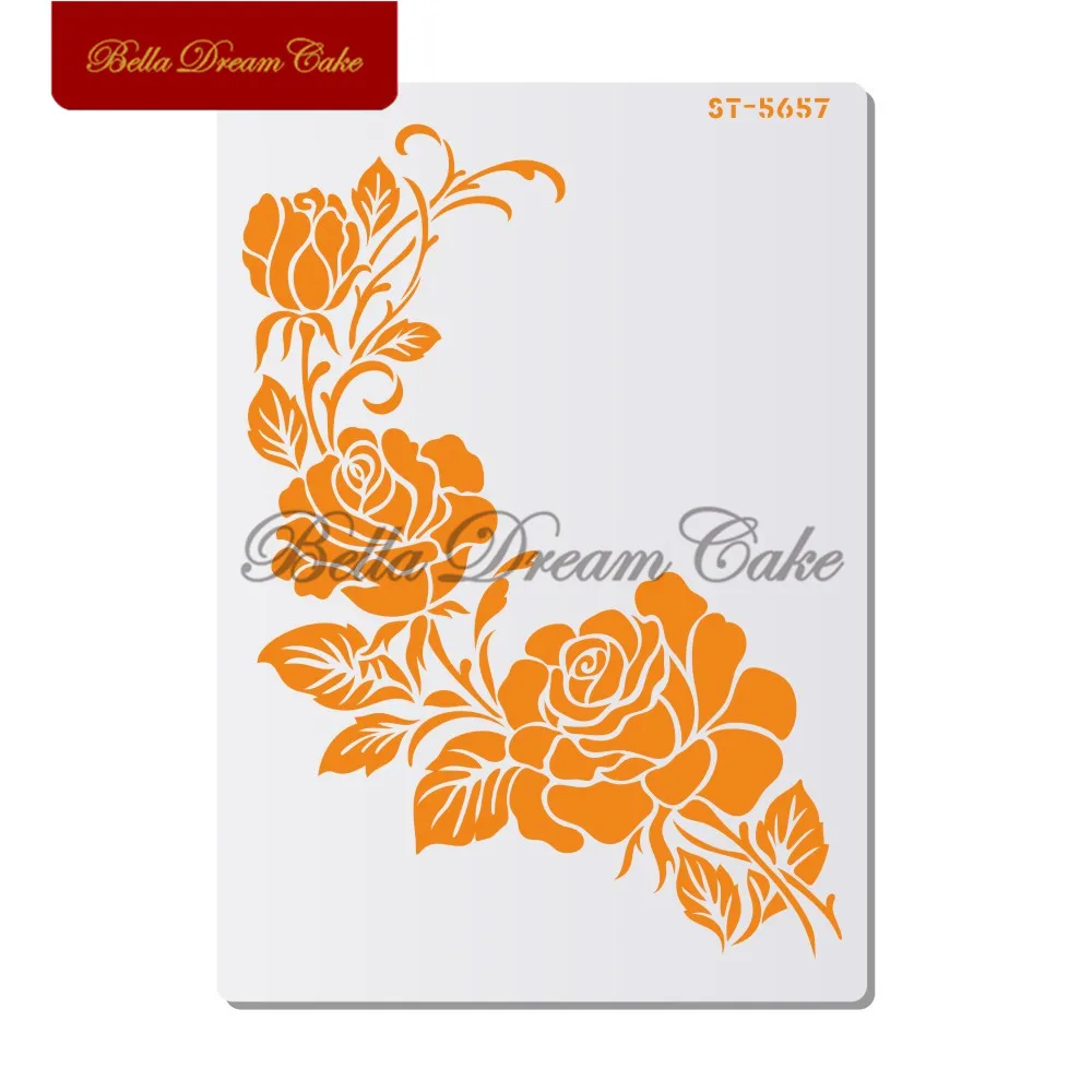 Трафареты для рисования розовых цветов трафарет торта на День святого Валентина