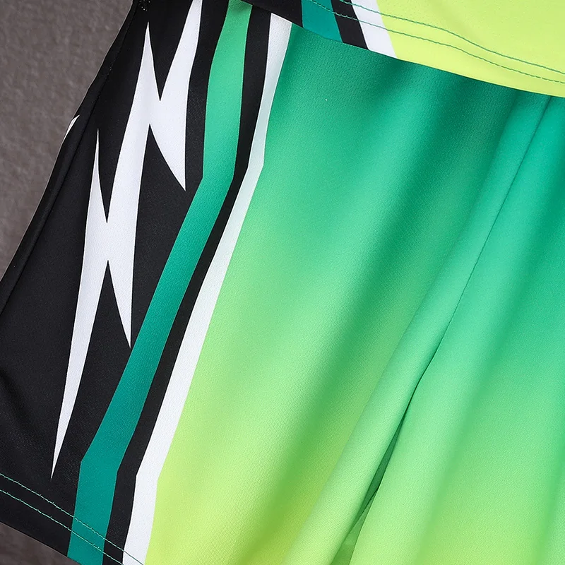 

2021 Summer Men's New Lightning Pattern Print Sports Suit Personality Gradient Basketball Sets For Male 5 Color Optional