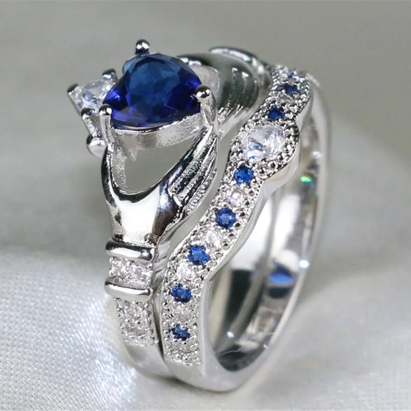 

Fashion Luxury Love Heart Shaped Crown Ring Womens Wedding Bands Accessories Jewelry Ring For Girl Valentine's Day Gift