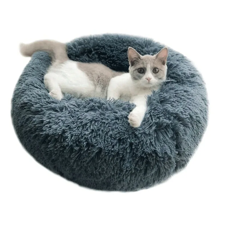 Домашние собаки кошки щенки Успокаивающая зимняя кровать круглое гнездо Теплые