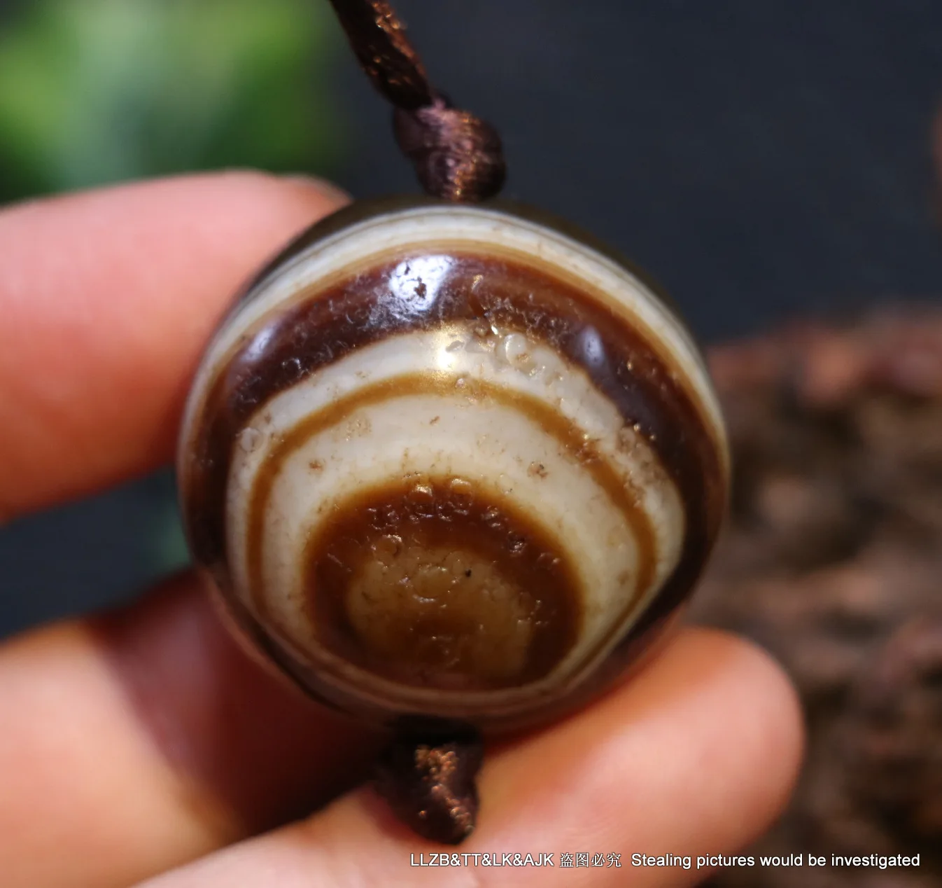 

4A Magic Power Tibetan Old Agate Coffee Color Heaven Eye Goat Eye dZi Bead Big Amulet Pendant Talisman LKbrother Sauces UPD025