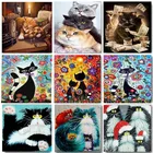 Картина по номерам с изображением кота, животных, холст, Наборы для творчества для взрослых, рамка, акриловая краска, краска по номерам, настенное искусство, Декор