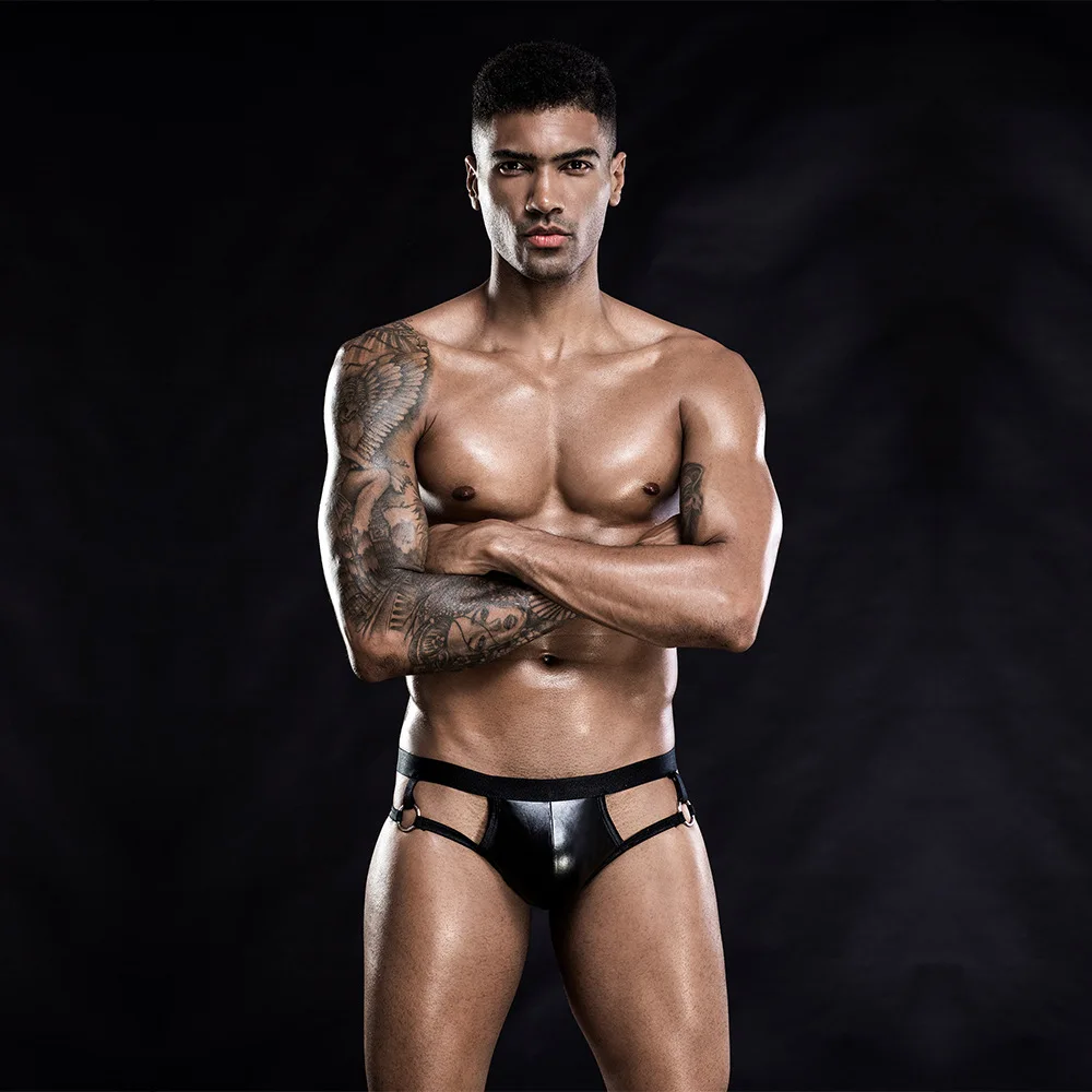 

High-end underwear new sexy men's appeal temptation patent leather low waist breathable beautiful buttocks T pants U convex thon